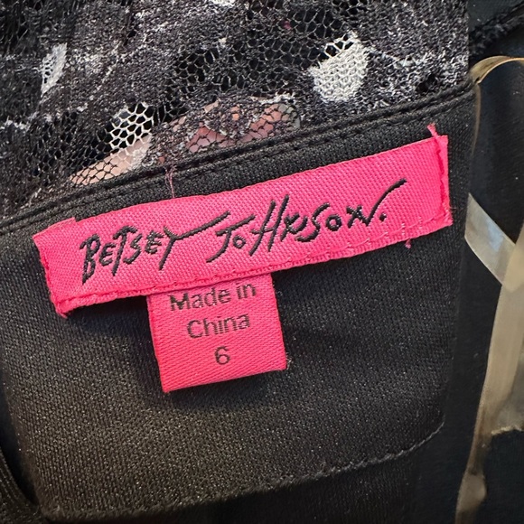 Betsey Johnson Black & White Polka Dot Lace Overlay Rock Glam Dress Size 6 Small - Picture 9 of 11